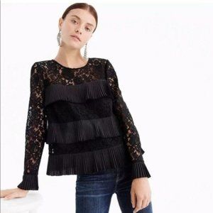 New J Crew Lace Top with Ruffle Pleats Sz 8T